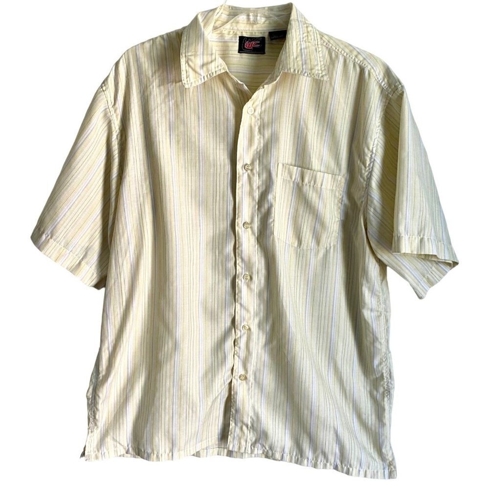 Walnut Creek Yellow Short Sleeve Button Up Shirt Mens Size Large